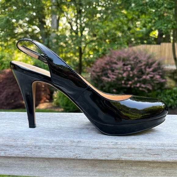 Circa Joan & David Luxe Precia Black Patent Leather Slingback Platform Heels 9M - Picture 13 of 16
